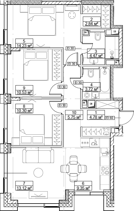 4+ комнаты, 79.09 м², 15/26 этаж, ЖК «Сити Бэй»