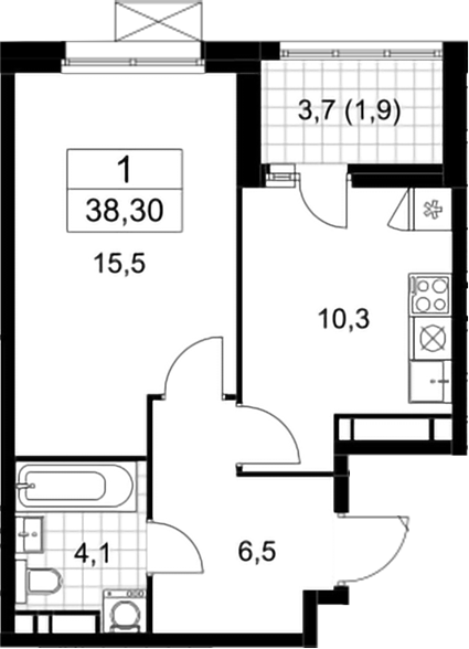 1-комн., 36.4 м², 16/17 этаж, ЖК «Скандинавия»