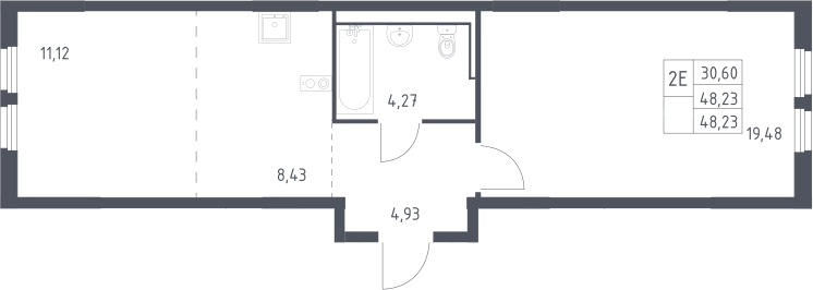 2-комн., 48.23 м², 9/17 этаж, ЖК «Пригород Лесное»