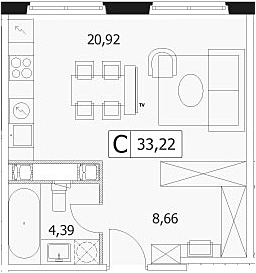 Студия, 33.22 м², 17/17 этаж, ЖК «У реки.Эко Видное 2.0»
