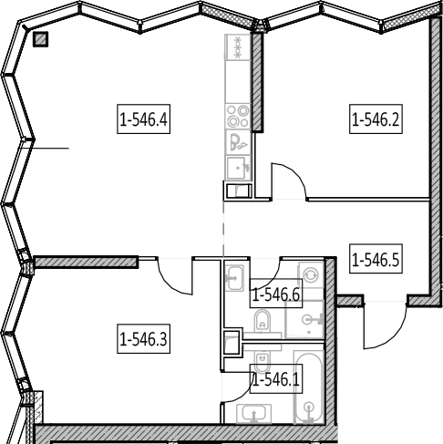 3-комн., 77.1 м², 53/57 этаж, ЖК «Айс Тауэрс»