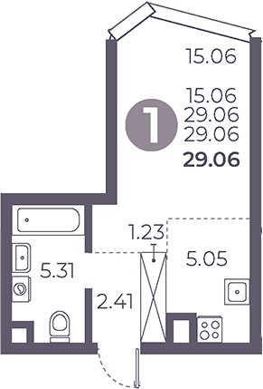 Студия, 29.06 м², 14/39 этаж, ЖК «Мневники от Гранель»