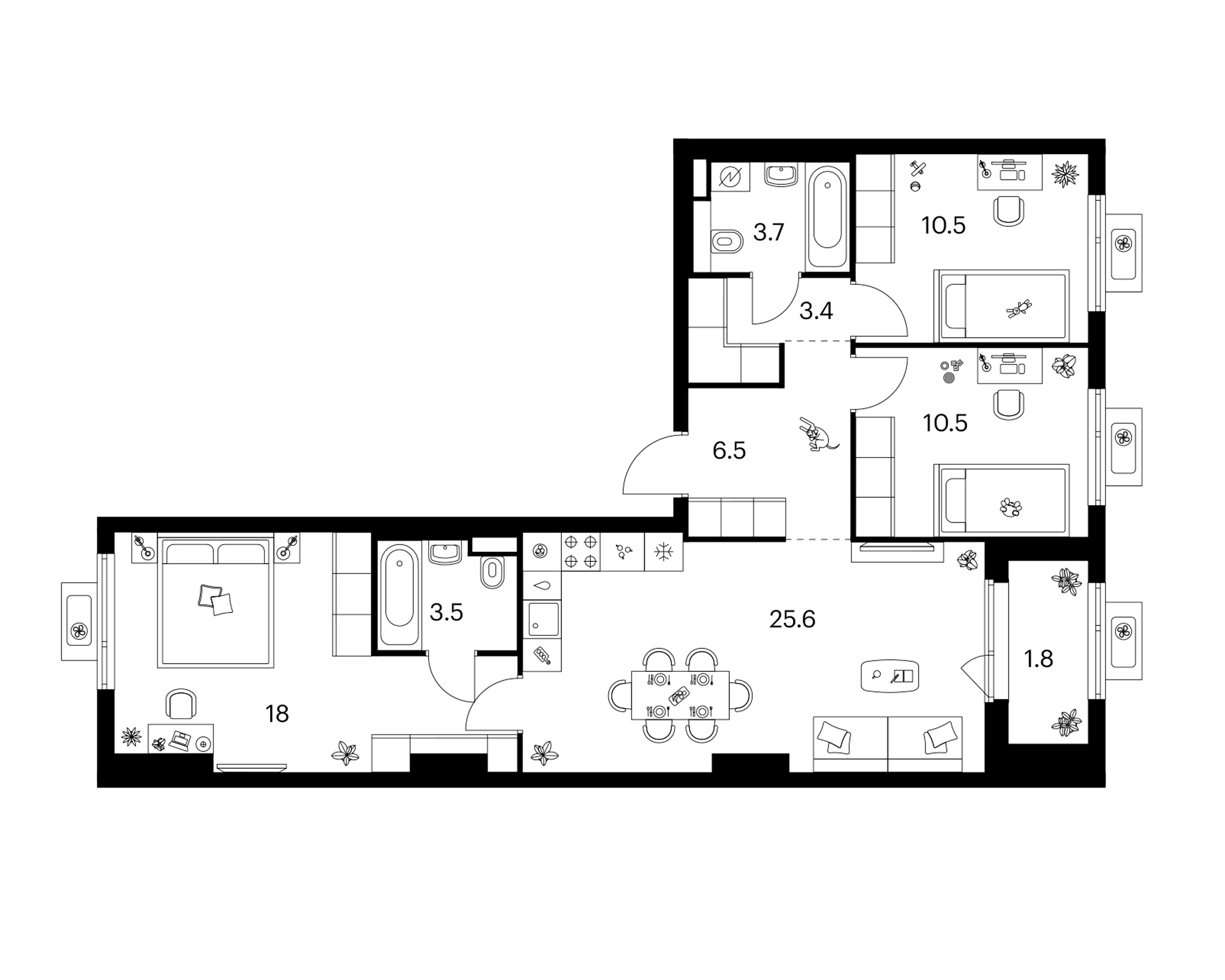 3-комн., 81.7 м², 5/17 этаж, ЖК «Белая Дача парк»
