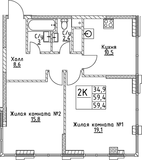 2-комн. ВЭРИ на Миклухо-Маклая