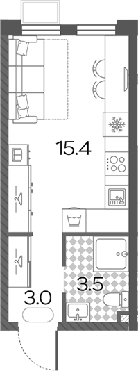 Студия, 21.9 м², 24/24 этаж, ЖК «Лучи»