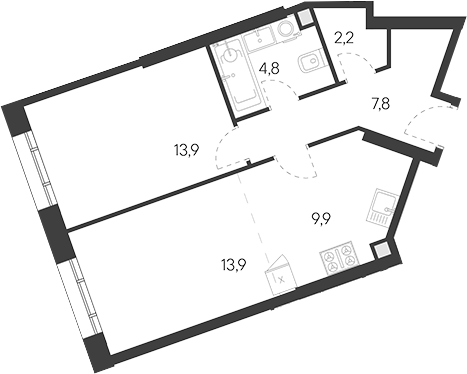 2-комн., 52.5 м², 16/30 этаж, ЖК «Родина Переделкино»