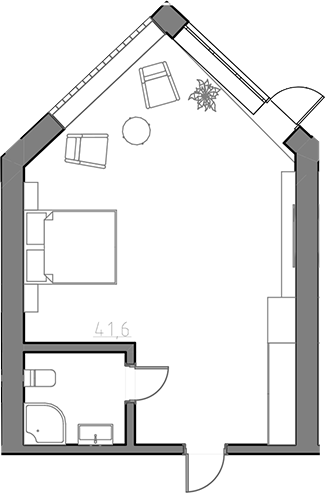 Студия, 40 м², 1/1 этаж, ЖК «Сосновый бор»