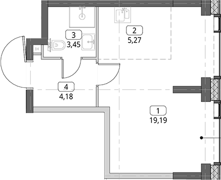Студия, 32.09 м², 27/56 этаж, ЖК «СИТИДЗЕН»