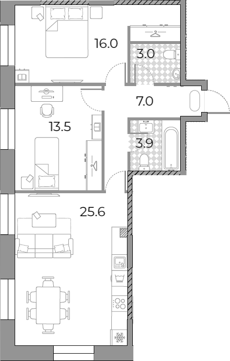 3-комн., 69 м², 23/23 этаж, ЖК «ЗилАрт»