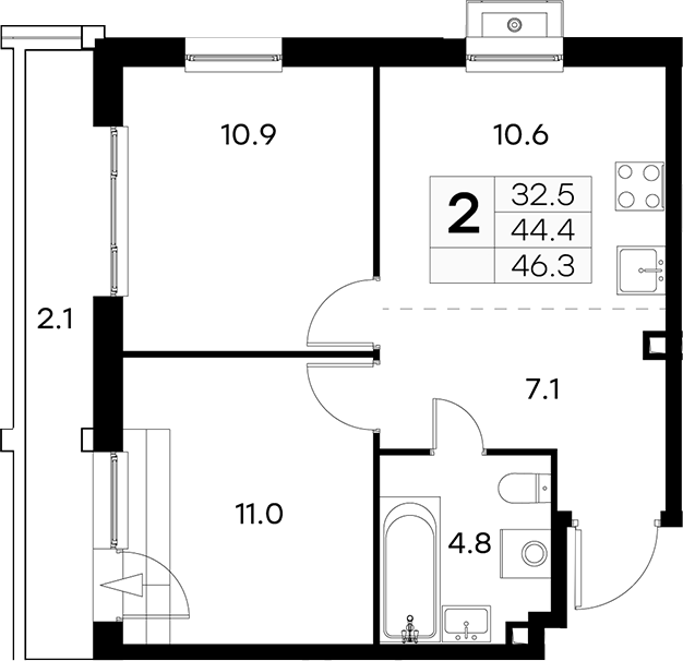 2-комн. Куркино 15