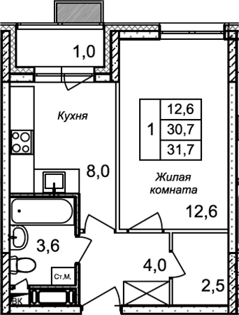 1-комн. Квартал Светлый