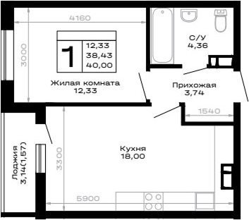 Продается 1-комн. квартира, 38.43 м²