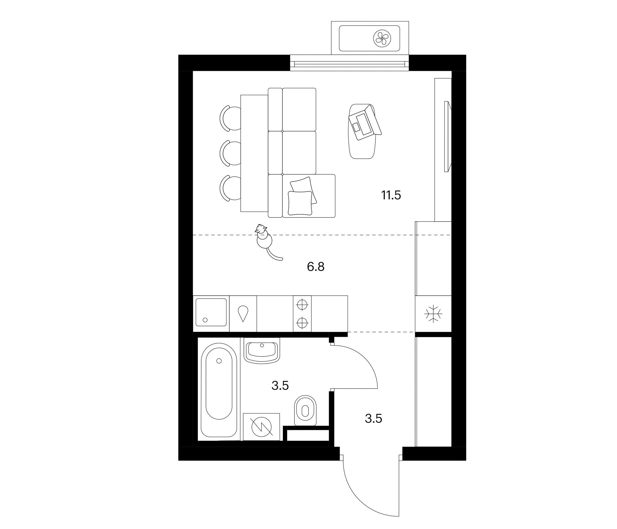 Студия, 25.3 м², 17/25 этаж, ЖК «Белая Дача парк»