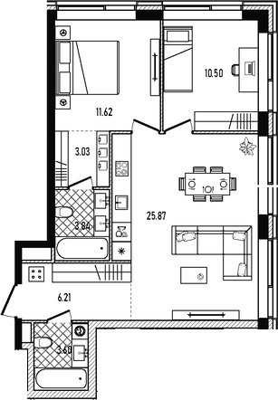 3-комн., 64.67 м², 24/33 этаж, ЖК «Репаблик»