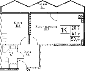 1-комн., 41.7 м², 9/29 этаж, ЖК «Наметкин Тауэр»