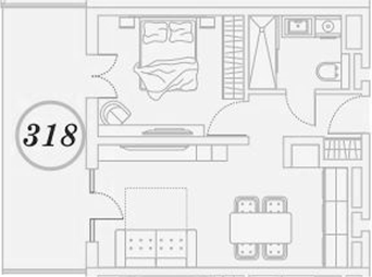 1-комн., 40.3 м², 3/9 этаж, ЖК «ГК Сан Гарден Хотел&СПА»