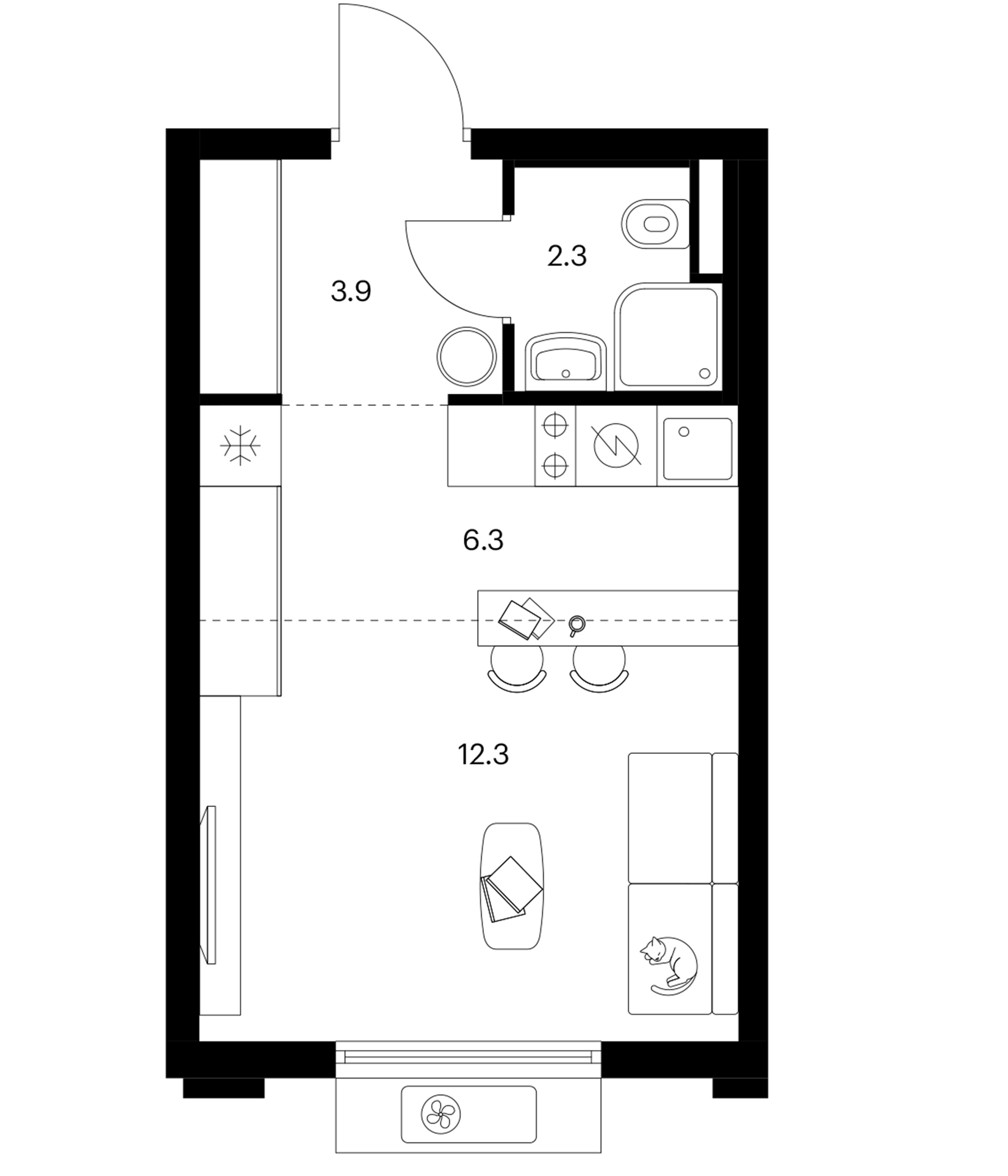 Студия, 24.8 м², 14/19 этаж, ЖК «Белая Дача парк»