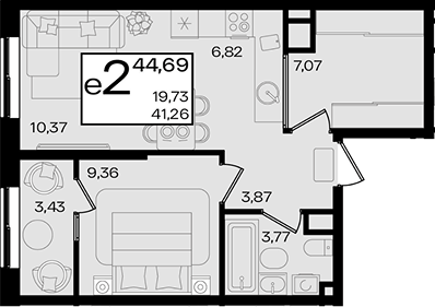 2-комн. квартира, 41.26 м² в ЖК Патрики — фото 2