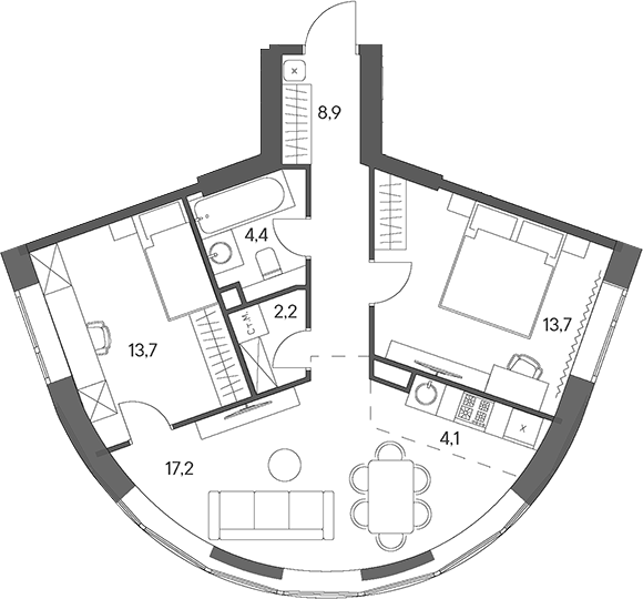3-комн., 64.2 м², 8/30 этаж, ЖК «Родина Переделкино»