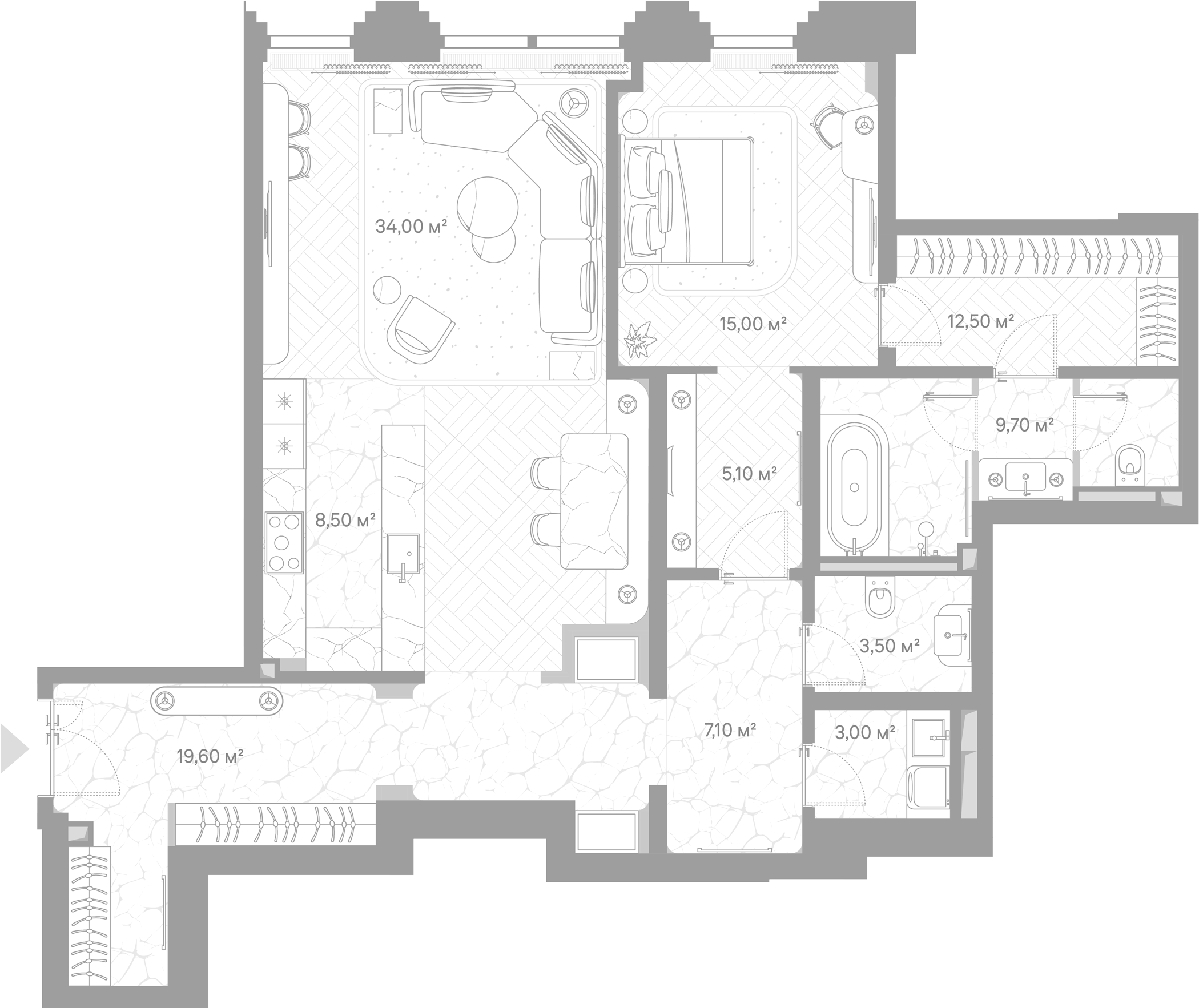 1-комн., 118 м², 2/5 этаж, ЖК «Николь»