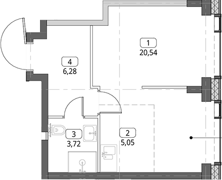 Студия, 35.59 м², 16/56 этаж, ЖК «СИТИДЗЕН»