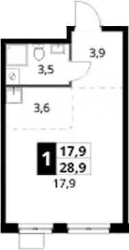 Студия, 28.9 м², 15/24 этаж, ЖК «1-й Донской»