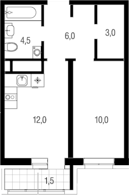 1-комн., 35.5 м², 6/23 этаж, ЖК «Котельники парк»