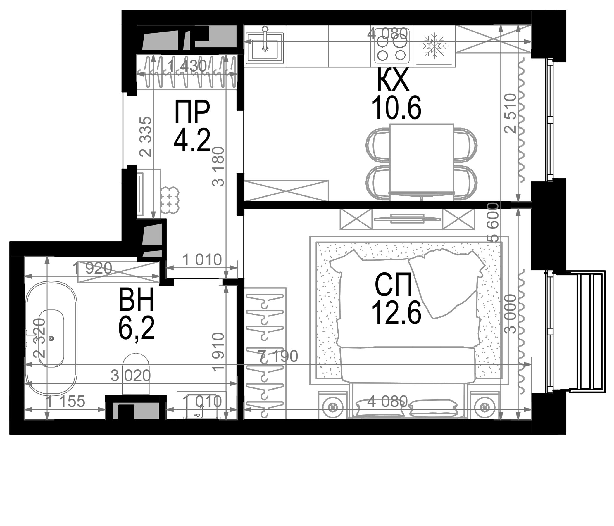 1-комн., 33.6 м², 16/21 этаж, ЖК «Новая Звезда»