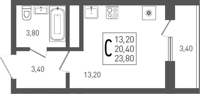 Студия квартира, 20.4 м² в ЖК ЖК «Кубанская Крепость» — фото 3