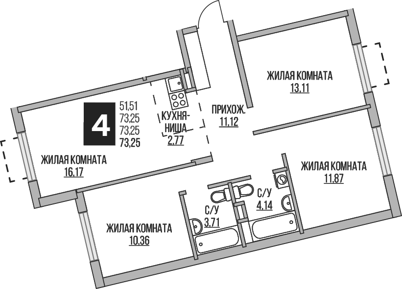 4-комн. Гранель Аникеевский