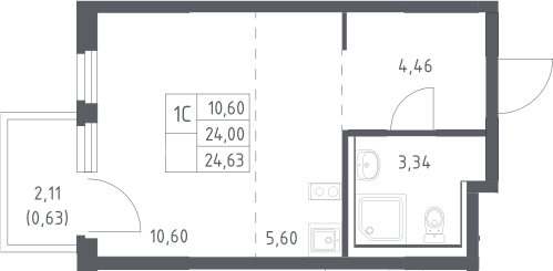 Студия, 24 м², 16/17 этаж, ЖК «Пригород Лесное»