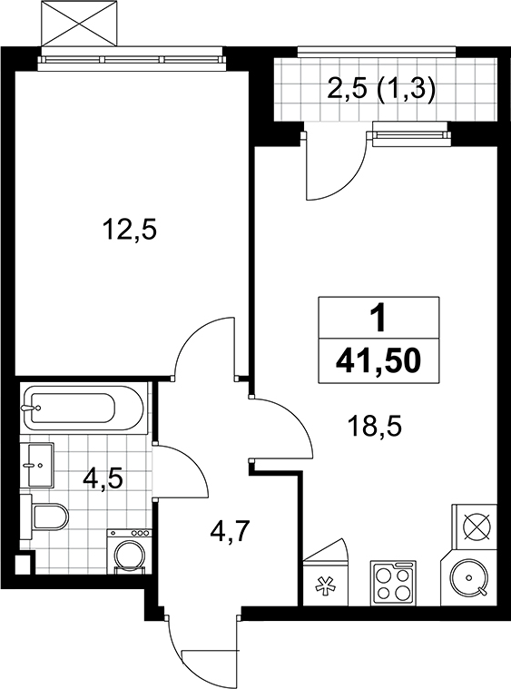 2-комн., 40.2 м², 2/11 этаж, ЖК «Деснаречье»