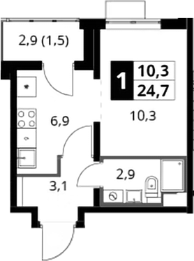 Студия, 23.2 м², 17/22 этаж, ЖК «Южная Битца»