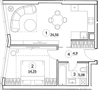 2-комн., 48.79 м², 3/35 этаж, ЖК «УНО.Горбунова»