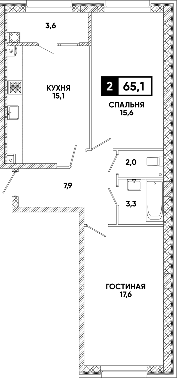2-комн. Кварталы 17/77