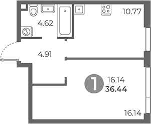1-комн., 36.44 м², 2/30 этаж, ЖК «Нижегородская от Гранель»