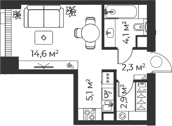 Студия, 29 м², 2/71 этаж, ЖК «Веер»
