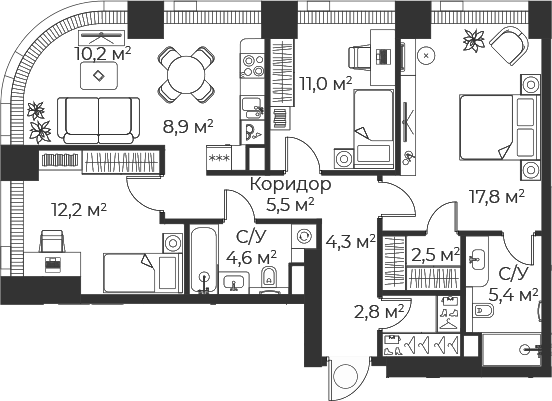 4-комн. Веер
