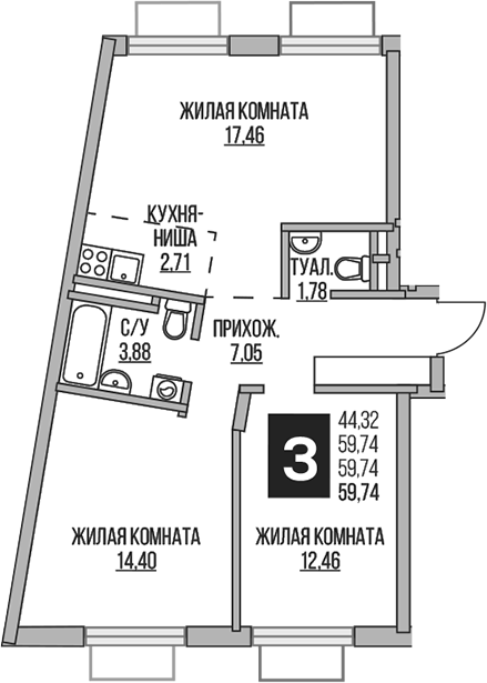 3-комн. Гранель Аникеевский