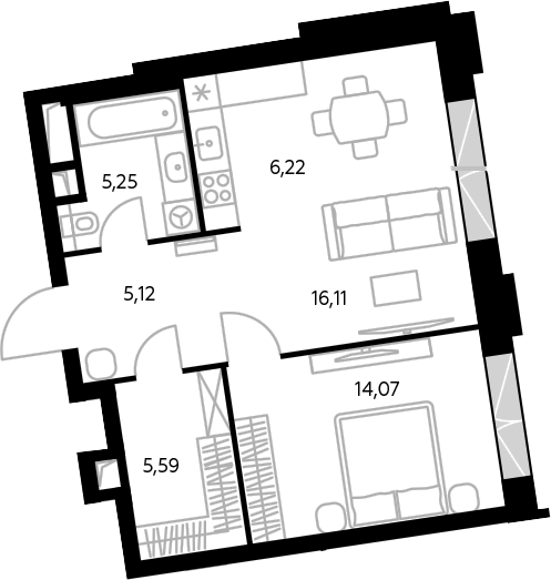 2-комн. Космо 4/22