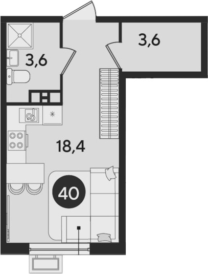 Студия, 25.6 м², 6/9 этаж, ЖК «Парк Победы»
