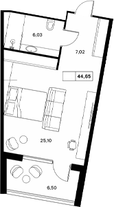 Студия квартира, 38.15 м² в ЖК Гостиничный комплекс Белые ночи — фото 2