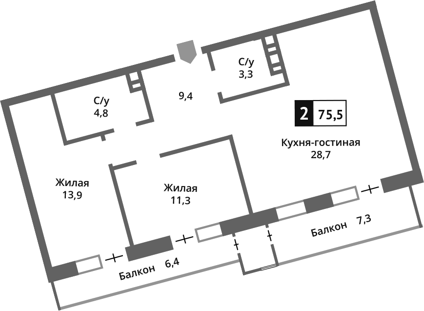 3-комн. Отрада на реке