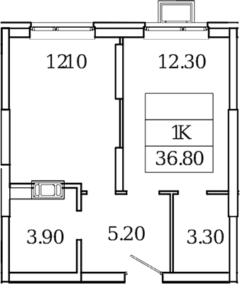 1-комн., 36.8 м², 14/20 этаж, ЖК «Видный Берег 2.0»