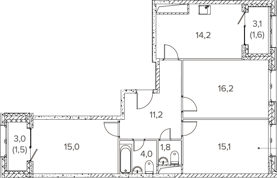 3-комн., 77.5 м², 11/20 этаж, ЖК «Михалковский»