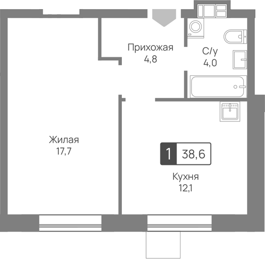 1-комн. Лесная Отрада