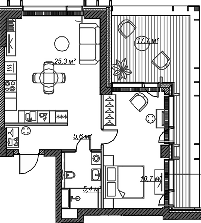 2-комн., 54.99 м², 33/59 этаж, ЖК «Веер»