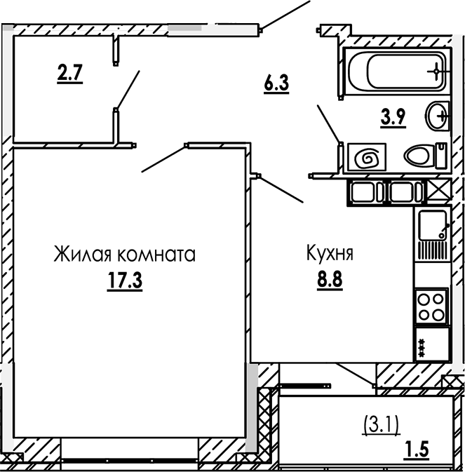 1-комн. Малиново