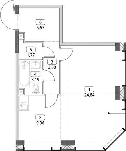 Студия, 47.93 м², 36/56 этаж, ЖК «СИТИДЗЕН»