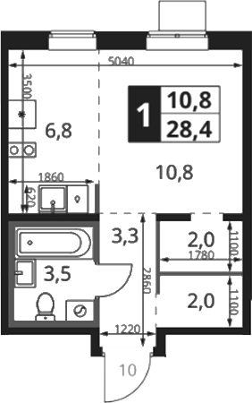 Студия, 29.2 м², 9/17 этаж, ЖК «1-й Ясеневский»